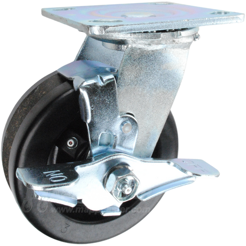 5" x 2" Phenolic V-Groove Wheel Swivel Brake Caster - 750 Lbs Capacity 146LPV520SB