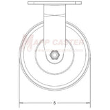 6" x 2" Cast Iron V-Groove Wheel Rigid Caster - 1,000 Lbs Capacity