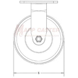 6" x 2" Cast Iron V-Groove Wheel Rigid Caster - 1,000 Lbs Capacity