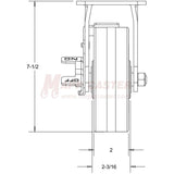 146RND620RB 6" x 2" Balloon Cushion Wheel Rigid Brake Caster - 650 Lbs Capacity Front View
