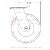 146RND620SB 6" x 2" Balloon Cushion Wheel Swivel Brake Caster - 650 Lbs Capacity Side View