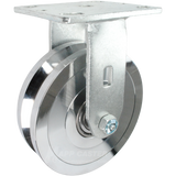 6" x 1-3/4" Forged Steel V-Groove Wheel Kingpinless Rigid Caster - 2,000 Lbs Capacity Heavy Duty