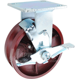 6" x 2" Ductile Steel V-Groove Wheel Kingpinless Rigid Brake Caster - 1,500 Lbs Capacity Part # P50062DVRBTLB