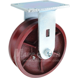 6" x 2" Ductile Steel V-Groove Wheel Kingpinless Rigid Caster - 1,500 Lbs Capacity Heavy Duty