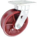 6" x 2" Ductile Steel V-Groove Wheel Kingpinless Swivel Caster - 1,500 Lbs Capacity Heavy Duty