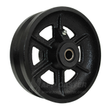 6" x 2" V-Groove Cast Iron Wheel with Bearings - Part # QVGR6M0