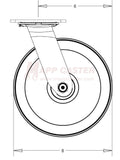 8" x 2" Cast Iron V-Groove Wheel Swivel Caster - 1,200 Lbs Capacity