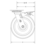 8" x 2" Cast Iron V-Groove Wheel Swivel Caster with Total Lock Brake - 1,200 Lbs Capacity