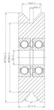 75mm x 22mm (2.95" x .86") Solid Steel V-Groove Wheel - 550 Lbs Capacity