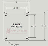 2RT9517PS Caster Weld on Top Plate 5" x 5-1/2" Unplated Drawing