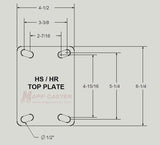 2RT15063S Caster Weld on Top Plate 4-1/2" x 6-1/4" Unplated Drawing