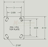 3-1/2" x 1-7/16" Flanged Forged Steel Wheel Kingpinless Rigid Caster - 2000 Lbs Capacity