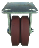 6" x 3" Ductile Steel V-Groove Rigid Caster (7/8" Wide Groove) - 5,000 Lbs Capacity