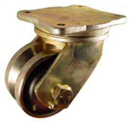 6" x 3" Forged Steel V-Groove Wheel P80 Swivel Caster - 6,000 Lbs Capacity