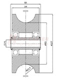 5" x 2-5/16" U-Groove Solid Steel Wheel - Part # PMUG5050SB Drawing