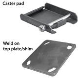 4" x 2" Flanged Ductile Steel Wheel Rigid Caster, 4" x 4-1/2" Top Plate - 1250 Lbs Capacity plate options 