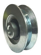 2-3/8" x 5/8" Metal V-Groove Track Wheels  - Solid Steel - 110 lb. Capacity - GroovedWheels.com - 1