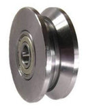 2" x 3/4" (50mm x 18mm) Metal V-Groove Wheel Solid Steel - 260 lb. Capacity - GroovedWheels.com - 3