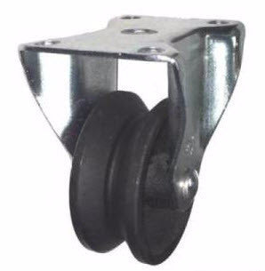 3" x 1-1/4" Metal Track Caster - Cast Iron Wheel V-Groove Caster - 225 lb. Capacity - Rigid - GroovedWheels.com - 1