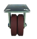 6" x 3" Metal Track Caster - Ductile Steel Wheel - V-Groove Caster - 3500 lb. Capacity - Rigid - 7/8" Groove - GroovedWheels.com - 2