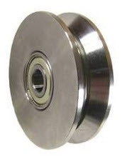 3" x ~7/8" (75 mm x 22 mm) Metal V- Groove  Track Wheel - Solid Steel - 550 lb. Capacity - GroovedWheels.com - 1