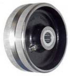 8 inch metal track wheel - v groove wheel - Forged Steel - 5000 lb capacity - heavy duty - groovedwheels.com 1