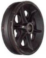 8 inch metal track wheel - v groove wheel - cast iron 1200 lb capacity - groovedwheels.com 1