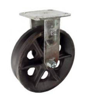 8" x 2" Cast Iron Wheel - V-Groove Caster - 900 lb. Capacity - Rigid - GroovedWheels.com - 1