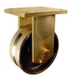 8" x 3" Metal Track Caster - Forged Steel Wheel - V-Groove Caster - 5000 lb. Capacity - Rigid - Plated - GroovedWheels.com - 1