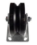 5" x 2" Metal Track Caster - Cast Iron Wheel - V-Groove Caster - 900 lb. Capacity - Rigid - GroovedWheels.com - 2