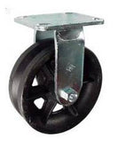 6" x 2" Metal Track Caster - Cast Iron Wheel - V-Groove Caster - 1000 lb. Capacity - Rigid - GroovedWheels.com - 1