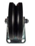 6" x 2" Metal Track Caster - Cast Iron Wheel - V-Groove Caster - 1000 lb. Capacity - Rigid - GroovedWheels.com - 2
