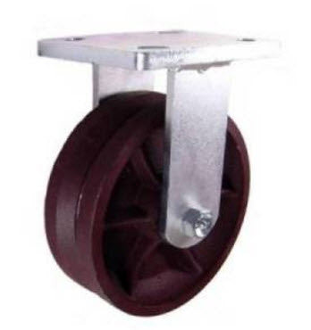 6" x 2" Metal Track Caster - Ductile Steel Wheel - V-Groove Caster 1250 lb. Capacity - Rigid - GroovedWheels.com - 1